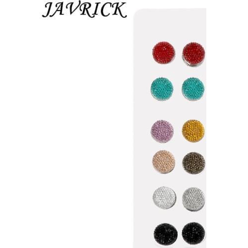 JAVRICK 12 Pairs Muslim Multi-Use Rhinestone Magnetic Scarf Brooches Round Hijab Pins