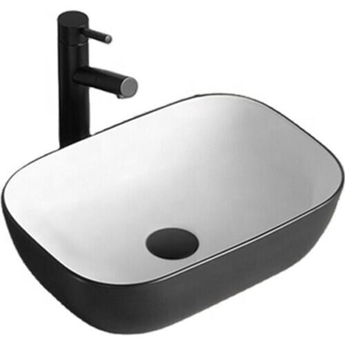 Bathroom Ceramic Vessel Sinks Oval Wash Basin Sink White and Black Washbasin with Drainer Lavabo Nordic Style Toilet Basin