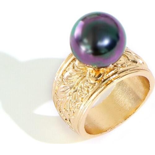 KOMi Hawaii Polynesian Style Finger Rings for Women Men Pearl Hawaiian Scroll Memorial Ring Couple Jewelry US SIZE 6-13 K6109