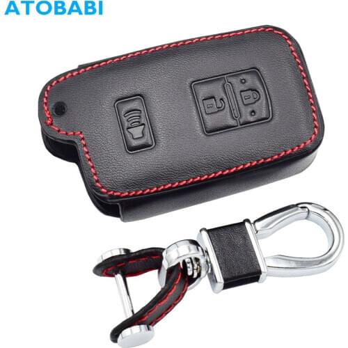 Leather Car Key Case For Toyota Tacoma Land Cruise 2016-2017 Smart Keyless Remote Fob Protect Cover Keychain Bag Auto Accessory