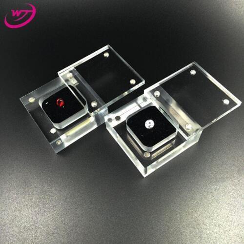 Wholesale 30pcs/lot Clear Acrylic Square Gem Gemstone Holder Beads Jewelry Display Boxes Wedding Diamond Storage Case Casket