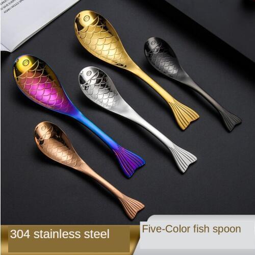 Stainless Steel Spoon Dessert Coffee Spoon Stirring Children cartoon dinner spoon scoop good quality rose gold flatware