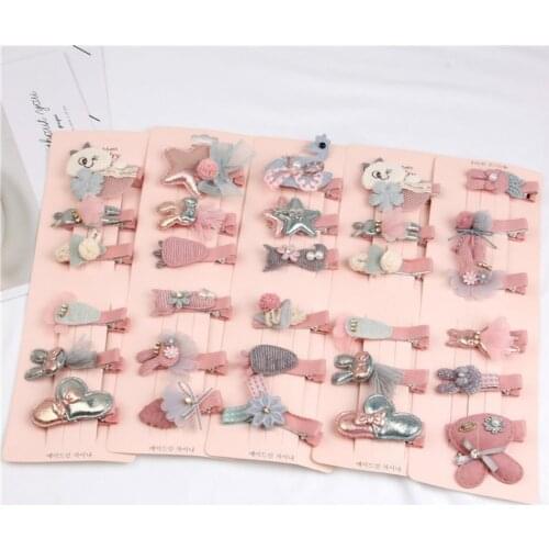 5/6Pcs/Set Cute Sweet Kids Hair Clips Cartoon Hairpins New Girls Nice Colors Barrettes Children Flower Hair Accessories