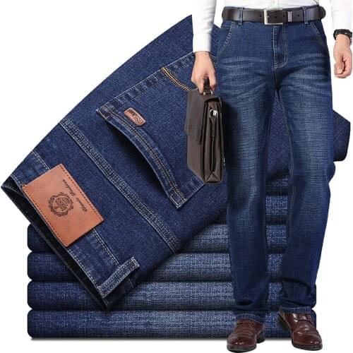 Mens Jeans 2021 New Mens Straight Jeans Business Casual Classic Denim Trousers Fashion Pants Cotton Jeans Big Size 27-40 6328