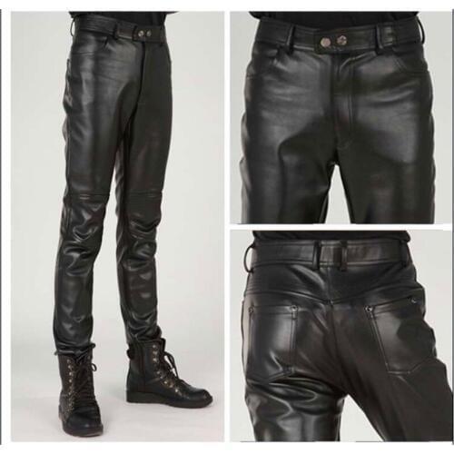 Plus Size Slim Male Leather Pants Male Trousers Tight Leather Pants Male Motorcycle Pants Pantalon Homme Pants Men Trousers 2020