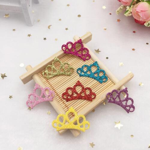New 80Pcs Mixed Leather Fabric Glitter Crown Applique for Craft/Clothes Patches Scrapbook DIY Craft Supplies SA522