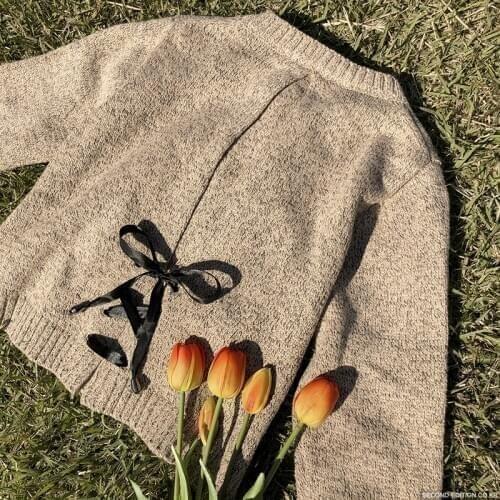 2020 New Arrivals Sweater Korean Chic O-neck Long Sleeved Back Lace-up Pullover Fall and Winter 2020