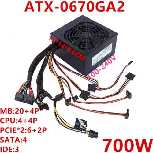 New Original PSU For Enhance ATX 700W Power Supply ATX-0670GA2