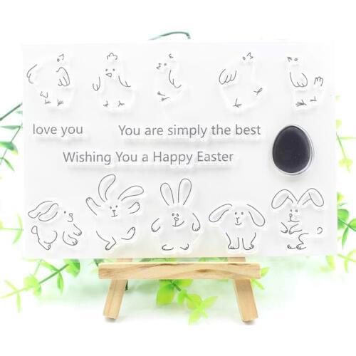Happy Easter Transparent Clear Silicone Stamps for DIY Scrapbooking/Card Making/Kids Christmas Fun Decoration Supplies
