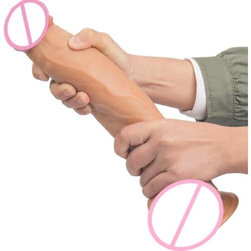 11.5 in Huge Fake Real Penis Sucker Female Sex Toy Masturbator Vibrating Adult Erotic Health Care Products Excellent Real Penis