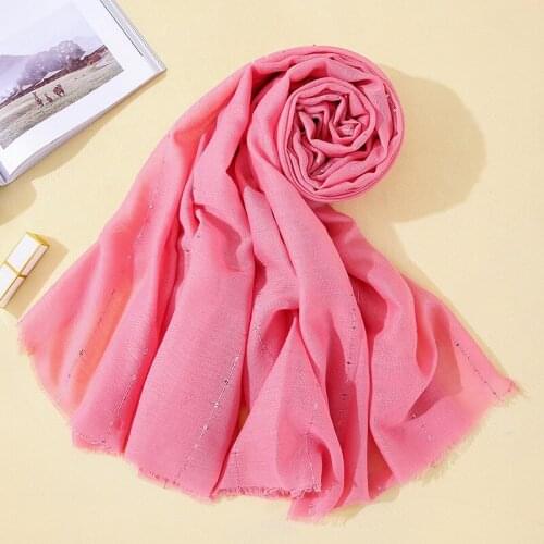 90*180CM New Plaid Cotton and Linen Scarf Sequins Decorative Silk Scarf Sunscreen Shawl Gauze Wholesale Casual Decorate Fashion