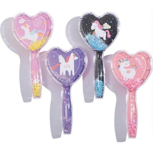 New Cartoon Heart Unicorn Hair Brush Pony Comb Print Air Cushion Comb Transparent Massage Hair Comb Plastic Detangling