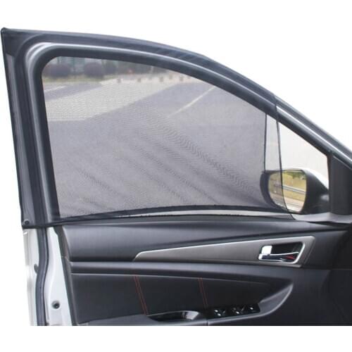 1Pair Car Rear Side Sunshade Visor Window Sun Shade Mesh Fabric Sun Visor Shade Cover Shield UV Protector Black Auto Curtain