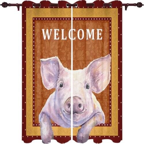 Modern Curtains Pig Farm Polka Dot Baby Room Bedroom Creative Window Curtains Kitchen Living Room Terrace Valance Curtains
