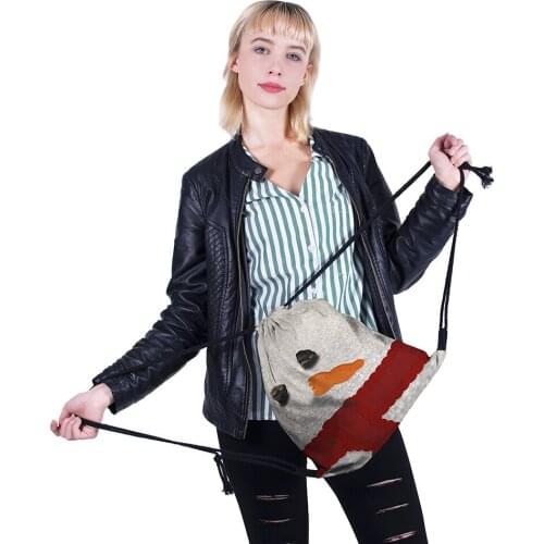 Rope bag women Bundle pocket Cross-border Christmas shoulder bag with 3-D digital printing Girls School Drawstring Backpack new