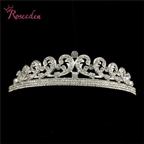 New Noble Silver Plated Royal Queen Tiara Crown Wedding Hair Jewelry Bridal Diadem For Women Girls RE204