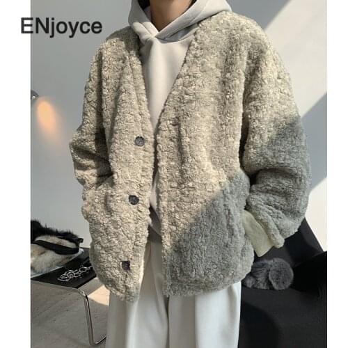 Women Autumn Winter Lamb Wool Sheepskin Coat Genuine Granular Sheep Shearing Jacket Female Casual Collarless Warm Outerwear