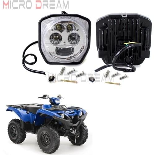 1 Pair LED Headlight Chromed Front High & Low Beam Lights For Yamaha ATV Grizzly 700 EPS 4WD Hunter/LTD Edition/SE 2016 2017