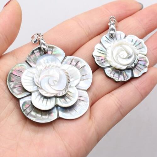 1pcs Natural Shell Flower Shape Shell Pendant Charm DIY for Earring Necklace Jewelry Making Women Gift Size 32x32mm 47x47mm