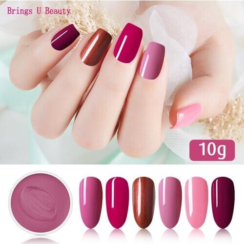 10g/box Very Fine 6 In 1 Pink Purple Color Series Nail Dipping Powder Long Lasting Natural Dry Dip Powder Without Lamp Cure