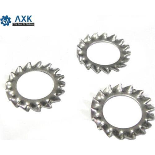 1000Pcs DIN6798AM2.5 M3 M4 M5 M6 M8 M10 304 Stainle ss Steel A2 Washers External Toothed Gasket Washer Serrated Lock Washer