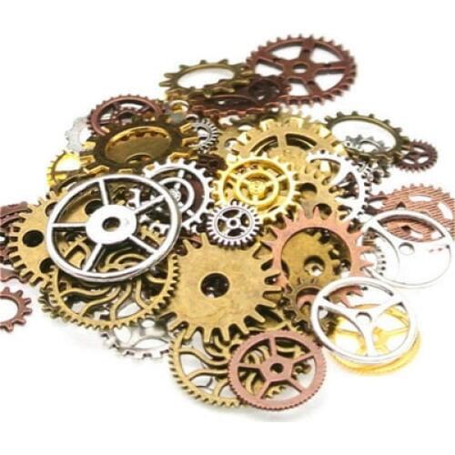 50pcs Mixed Alloy Craft Steampunk DIY Old Parts Gear Bracelet Accessories Cogs Jewelry Wheels Vintage Pendant Wrist Watch