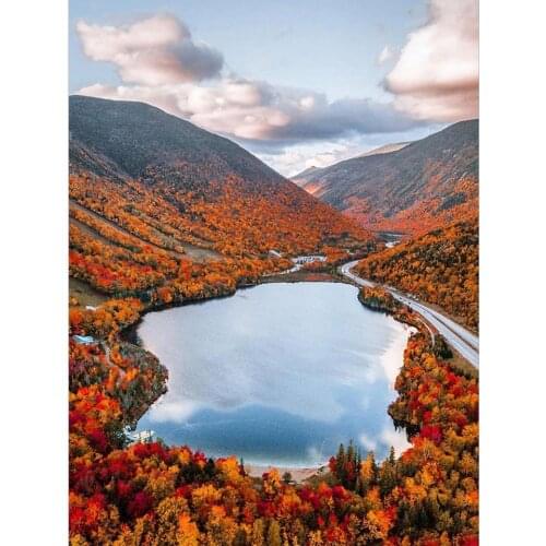 5D DIY Diamond Painting Lake Scenery Cross Stitch Full Square Diamond Embroidery Landscape Mosaic Rhinestone Picture Decor