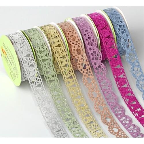 6 Pieces/Lot DIY scrapbooking decoration film Adhesive Shiny Lace Tapes Decoration Photo Album Scrapbook Sticker