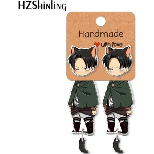 Cartoon Attack on Titan Levi Acrylic Clip Earrings Stud Earrings Resin Epoxy Ear Jewelry