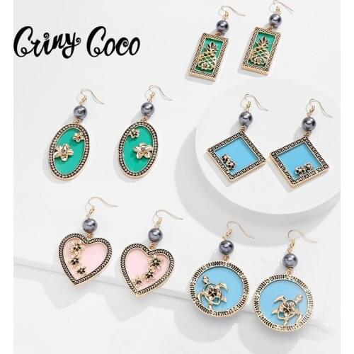 Cring Coco Acrylic Jewelry Statement Heart Dangle Earrings for Women Earring 2021 New Triangl Round Earing Wholesale Accessories
