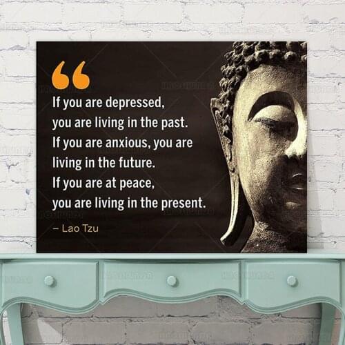 Lao Tzu Quotes "If You Are at Peace-Living in the Present" Inspirational Wall Art Spiritual Poster Print Buddha Zen Gift decor