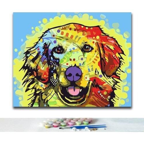 DIY Coloring paint by numbers Colorful animals paintings by numbers with kits 40x50 framed