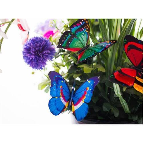 20pcs/lot,H36cm,12cm double imitation butterfly plug butterfly PVC garden decorative flower accessories