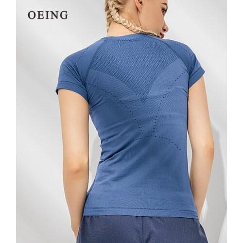 Breathable Gym Yoga T-shirts Women Dry Quick Crop Top Sport Tee Fitness Running Shirt Short Sleeve Tops Workout Training Clothes