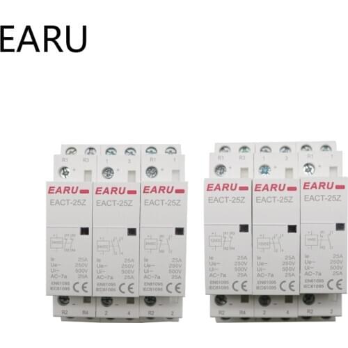 EACT-25Z 2P 16A 20A 25A DC 12V 24V Coil Din Rail Household Modular Contactor Switch 2NO 2NC 1NO1NC for Smart Home House Hotel