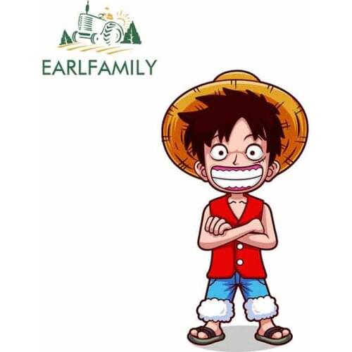 EARLFAMILY 13cm x 7.4cm for Luffy Cartoon Car Stickers Vinyl JDM Bumper Trunk Truck Graphics Windshield Bumper Windows RV Decal