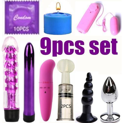 9 PCS set Erotic Accessories Bdsm Bondage Set Restraints Slave Games BDSM Sex Anal Plug Sex Toys For Couples Women
