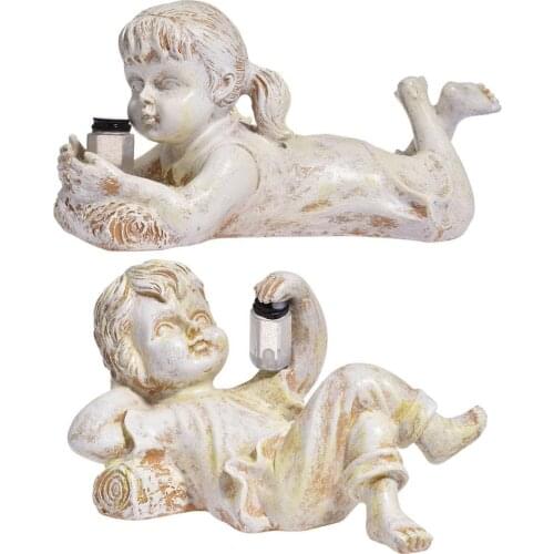 Innvoative Garden Decoration Statue Children Shape Solar Lighted Firefly Jar Boy Girl Statue Outdoor Yard Decoration