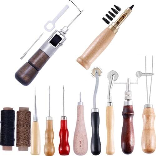 KAOBUY Complete Practical Leather Craft Tools Set Hand Carving Sewing Stitching Leathercraft Accessories
