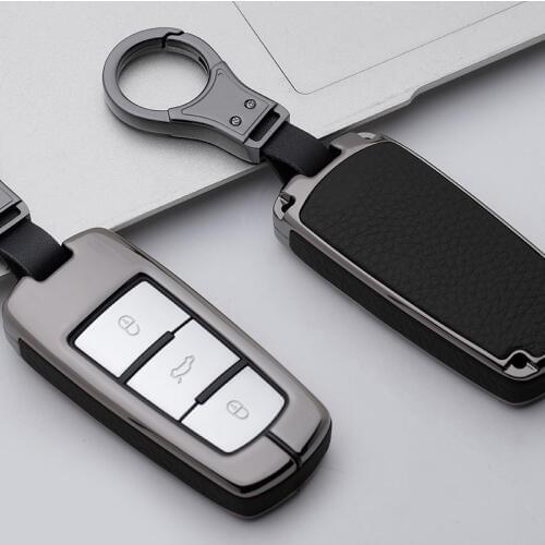 Zinc Alloy Leather Car Key Remote Cover Case keychain For Volkswagen VW CC Passat B6 B7 3C CC Maogotan R36 B5 B7L Accessories