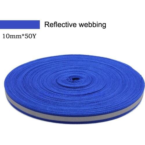 10mm*5mm(W) 50Yard Blue Reflective Webbing Ribbon Weaving Piping Taps Fabric Tape Sew On Tape Free Shipping