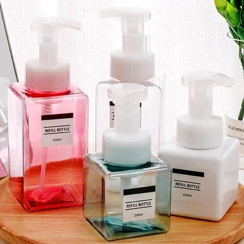 250/450ml Refillable Leakage-proof Shampoo Lotion Shower Gel Soap Empty Foam Bottle Dispenser Press Face Wash Storage Container