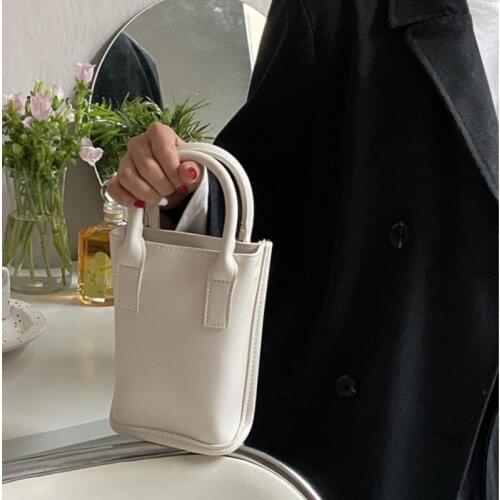 Fashion Womens White Mini Clutch Purse Solid Color Female Shoulder Crossbody Bags Simple Girls Phone Pouch Top-handle Bag Sac