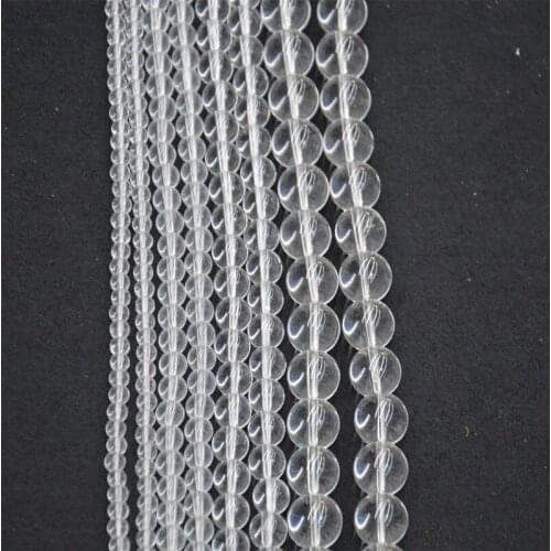 Natural Stone Smooth Clear Quartz Crystals Loose Beads 4 6 8 10 12MM Pick Size For Jewelry Making DIY Bracelet beads