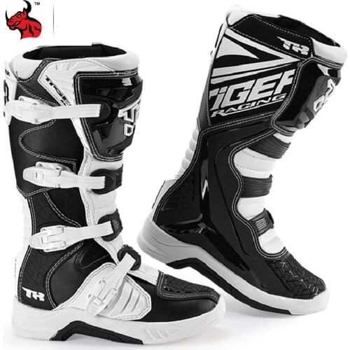 NEW Leather Motocross Boots Motorcycle Enduro Riding Racing Moto Cross Botas Motorbike Motorboats Shoes Racing Boots