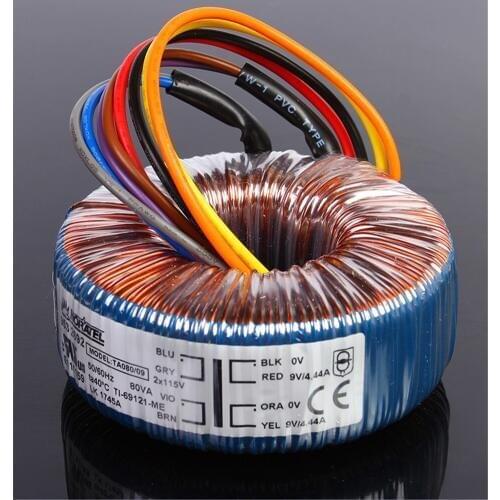 Double 9V 4.44A 80W 80VA NEW NORATEL Sealing Toroidal Transformer Primary Rated Voltage 0-230V 50/60Hz
