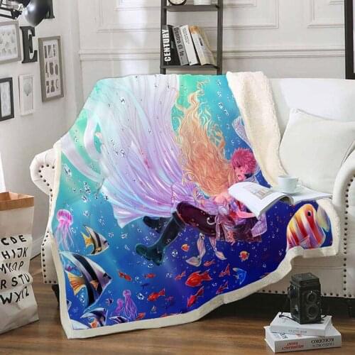 Fairy Tail Funny Character Blanket 3D Print Sherpa Blanket on Bed Home Textiles Dreamlike Style 19