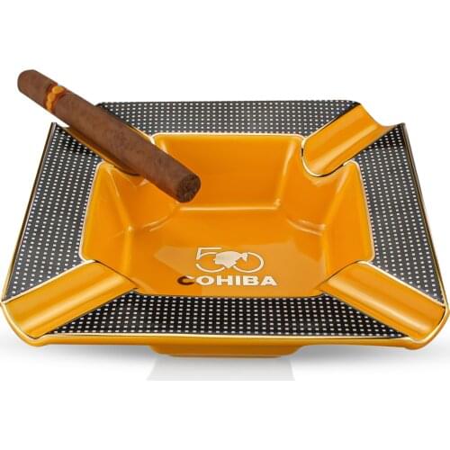 COHIBA Cigar Ashtray Ashtrays Cigarettes Large Rest Outdoor Cigars Ashtray for Patio/Outside/Indoor 4 Ciagrs Holders Ashtray