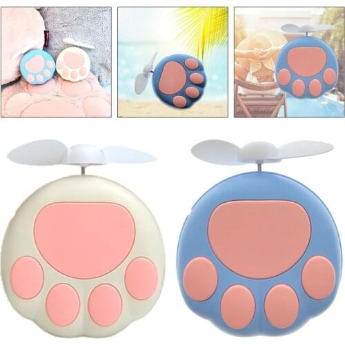 Cute Cat Paw Shaped Portable Handheld Mini Air Cooler Fan USB Rechargeable Small Personal Cooling Tools for Home Office