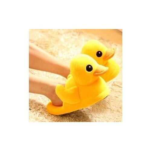 Plush yellow duck shoe couples slippers cute super soft warm home house winter slippers Children Women gifts plush duck slipper